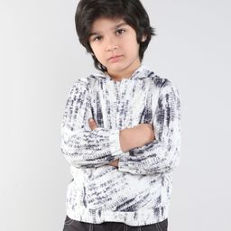 Taffykids Velvet Full Sleeves Tie Dye Hoodie - Off White & Blue-image-19