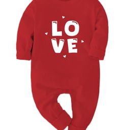 Zeezeezoo 100% Cotton Full Sleeves Love Text Printed Romper - Red-image-18