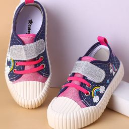 Cute Walk by Babyhug Velcro Closure Casual Shoes with Rainbow Theme Print - Navy Blue-image-99