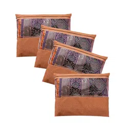 JD FRESH 4 Pcs Non-Woven Saree Covers with Zip - Orange-picture-16