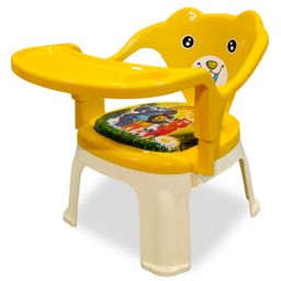 Kidsmate Baby Chair for Feeding & Activity, Soft Cushion, Cute Cartoon Backrest, Removable Food Tray & Armrest | Lightweight & Durable Plastic Chair Ideal for For 1-3 Yrs Up to 30kg - Yellow-27