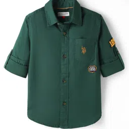 US Polo Assn Cotton Woven Full Sleeves Solid Shirt - Dark Green-picture-35