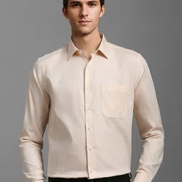 Louis Philippe Men Spread Collar Textured Cotton Slim Fit Formal Shirt-picture-38