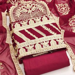 SHADOW & SAINING Embroidered Silk Georgette Unstitched Dress Material-image-91