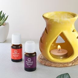 Asian Aura 2-Pcs Yellow Tea Light Candle With Aroma Oil Diffuser -10 ml-2