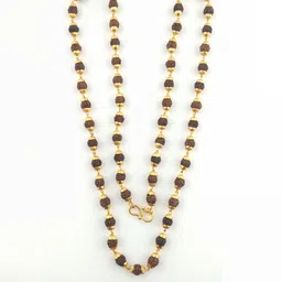 Divine souvenirs Unisex Gold-Plated Rudraksh Beaded Minimal Chain-34