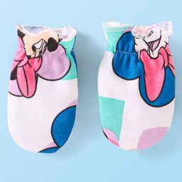 Babyhug Disney Interlock Knit Caps Mitten & Booties Set with Minnie Mouse Graphics White - Diameter 12 cm image 4