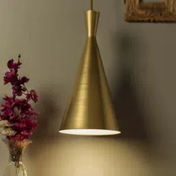 Homesake Golden Metal Loft Lamp Cone Shaped Hanging Lamp - Set of 1-picture-34