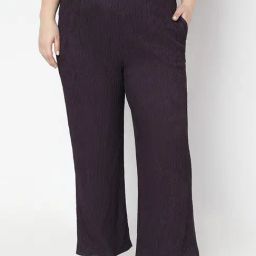 Vero Moda Curve Purple Textured Trousers-image-82