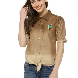Campus Sutra Brown Cotton Shirt-image-52