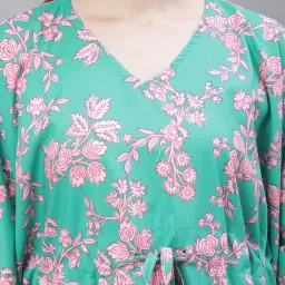 TAG 7 Green Printed Kaftan Top With Pant Set image 4