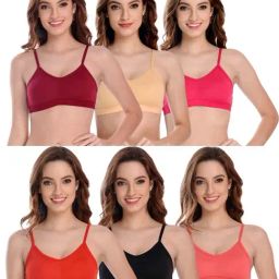 AROUSY Black & Red Cotton Beginner's Bras - Pack Of 6-picture-27