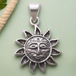 Taraash 92.5 Sterling Silver Sun Shape Unisex Pendant-image-29