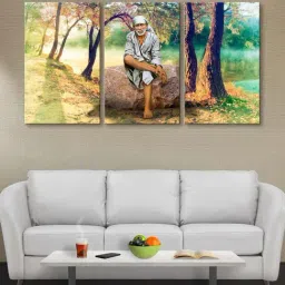 999Store Green Sai Baba Art 3 Frame Canvas Paintings-39