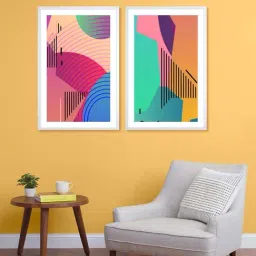 999Store Multicolor Printed Abstract Colourful Patterns Wall Painting-21