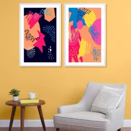 999Store Orange & Black Printed Abstract Patterns Wall Painting-33