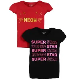 Plum Tree Kids Black & Red Embellished Tops-image-68