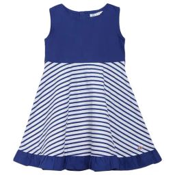 Elle Kids Blue Cotton Striped Dress-image-63