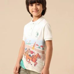 U.S. Polo Assn. Boys White Cotton Printed Polo T-Shirt-picture-13