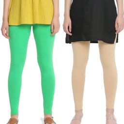Dollar Missy Green & Fawn Cotton Leggings - Pack of 2-image-98