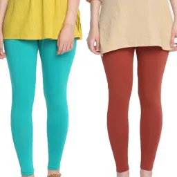 Dollar Missy Turquoise & Maroon Cotton Leggings - Pack of 2-image-71