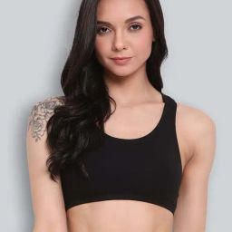 Lyra Black Cotton Sports Bra-26