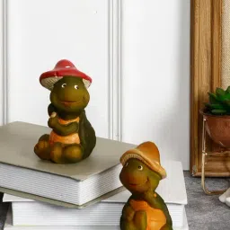 Tayhaa Multicolor Polyresin Mushroom Turtle Showpieces - Set of 2-picture-37