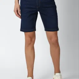 Peter England Navy Cotton Regular Fit Denim Shorts-picture-30