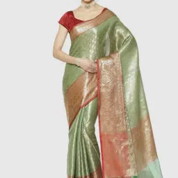 Banarasi Silk Works Green Woven Saree With Unstitched Blouse-picture-28