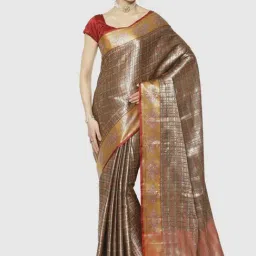 Banarasi Silk Works Brown Woven Saree With Unstitched Blouse-picture-24