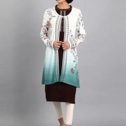 W White Floral Print Shrug-10