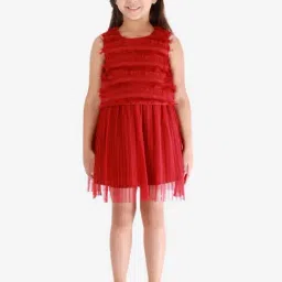 KidsDew Maroon Textured Pattern Casual Dress-image-41