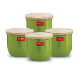 HAZEL Green Galvanised Iron Tea Coffee Sugar Containers - Set of 4 (0.7L)-7