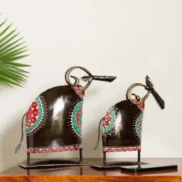 ExclusiveLane 'Festive Oxen' Black Iron Decorative Showpiece - Set of 2-image-67