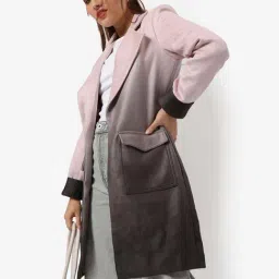 Campus Sutra Pink Ombre Pattern Longline Coat-picture-4