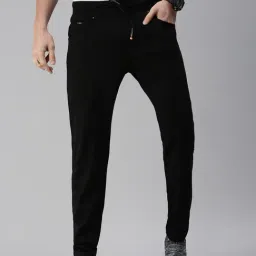 SHOWOFF Black Cotton Regular Fit Trackpants-image-65