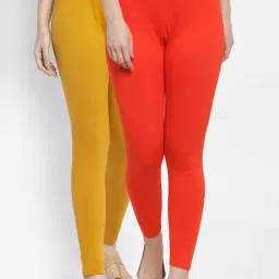 Gracit Orange & Mustard Mid Rise Leggings - Pack Of 2-picture-21