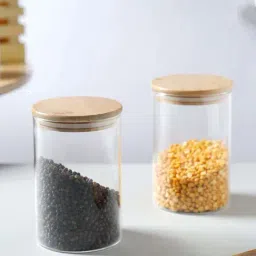 Nestasia Premium Quality Transparent large airtight glass Jar with lid for storage (Set of 2 jars)-7