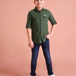 U.S. Polo Assn. Kids Olive Solid Shirt-image-61