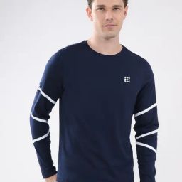 Rock.it Navy Blue Regular Fit Solid T-Shirt-picture-0