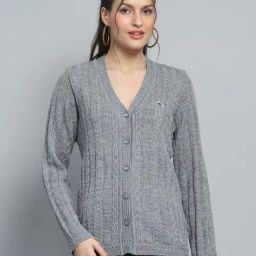 Monte Carlo Grey Self Regular Fit Cardigan-21