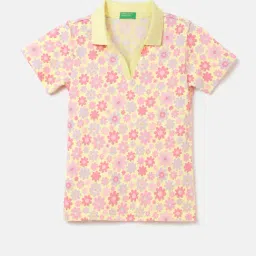 United Colors of Benetton Kids Multicolor Floral Print Polo T-Shirt-picture-42
