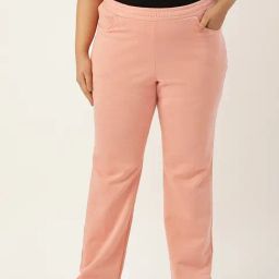 theRebelinme Pink Fleece Solid Casual Trousers-image-63