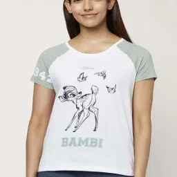 Dreamz by Pantaloons White Green Cotton Graphic Print T-Shirt-image-2