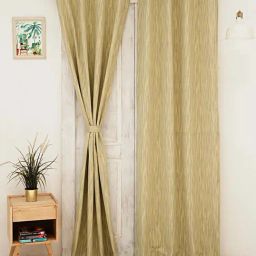 Ariana Jaen Textured Green Polyester 7 ft Door Curtain - Set of 1-image-32