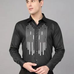 Hancock Black Slim Fit Printed Shirt-image-92