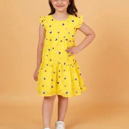 Creative Kid's Girls Yellow & Black Printed Dress-picture-29