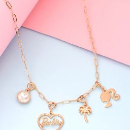 ToniQ Barbie Gold-Plated Heart Tree Shape Necklace with Interchangeable Charms for Women - Set of 4 image 3