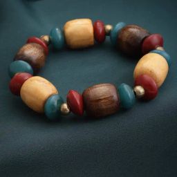 Panash Maroon & Brown Wood Bracelet-48