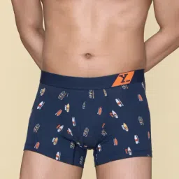 XYXX Surfboard Blue Cotton Regular Fit Printed Trunks-image-44